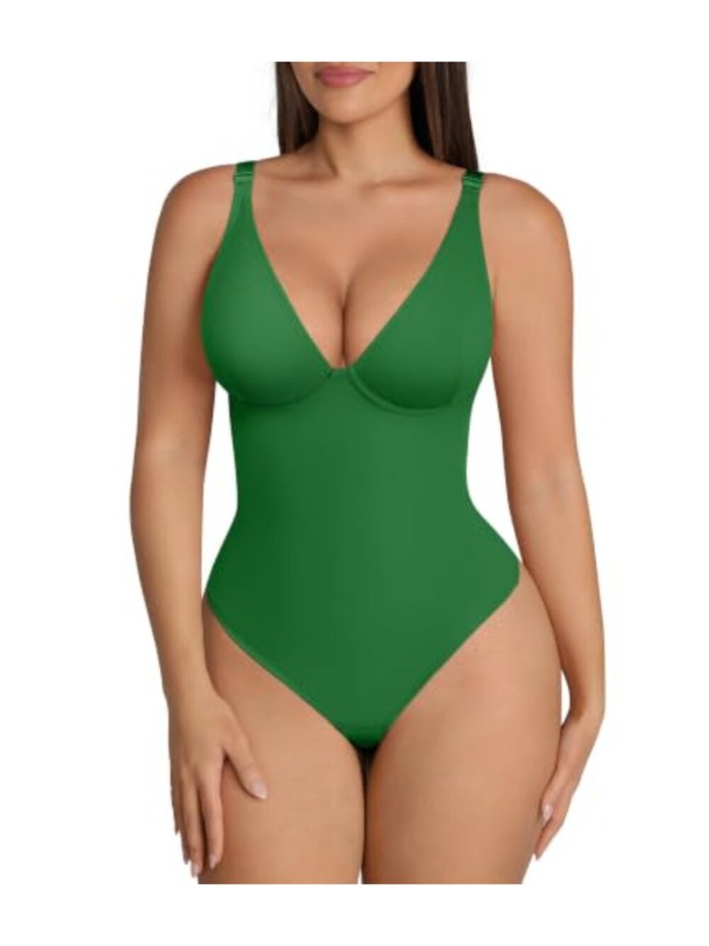 FeelinGirl Shapewear Bodysuit Tummy Control Deep V Neck Adjustable